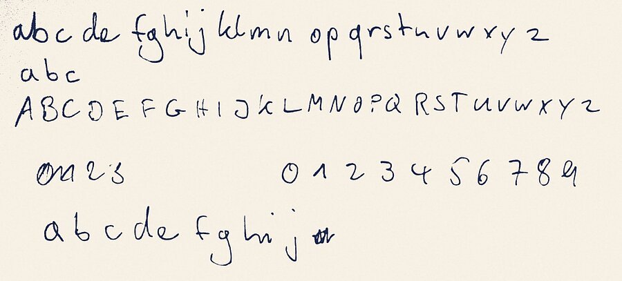 The handwritten alphabet